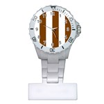 Vertical Stripes - White and Chocolate Brown Nurses Watch