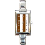 Vertical Stripes - White and Chocolate Brown Rectangle Italian Charm Watch