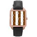 Vertical Stripes - White and Chocolate Brown Rose Gold Leather Watch