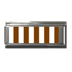 Vertical Stripes - White and Chocolate Brown Superlink Italian Charm (9mm)