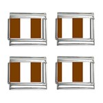 Vertical Stripes - White and Chocolate Brown 9mm Italian Charm (4 pack)