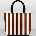 Vertical Stripes - White and Chocolate Brown Bucket Bag