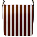 Vertical Stripes - White and Chocolate Brown Flap Closure Messenger Bag (S)
