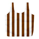Vertical Stripes - White and Chocolate Brown Full Print Recycle Bag (L)