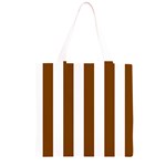 Vertical Stripes - White and Chocolate Brown Grocery Light Tote Bag