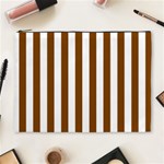 Vertical Stripes - White and Chocolate Brown Cosmetic Bag (XL)