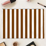 Vertical Stripes - White and Chocolate Brown Cosmetic Bag (XXL)