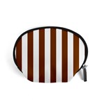 Vertical Stripes - White and Chocolate Brown Accessory Pouch (Small)