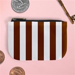 Vertical Stripes - White and Chocolate Brown Mini Coin Purse