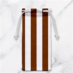Vertical Stripes - White and Chocolate Brown Jewelry Bag