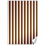 Vertical Stripes - White and Chocolate Brown Canvas 12  x 18 