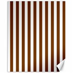 Vertical Stripes - White and Chocolate Brown Canvas 16  x 20 