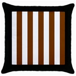 Vertical Stripes - White and Chocolate Brown Throw Pillow Case (Black)