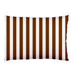 Vertical Stripes - White and Chocolate Brown Pillow Case (Two Sides)