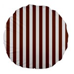 Vertical Stripes - White and Chocolate Brown Large 18  Premium Flano Round Cushion