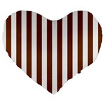 Vertical Stripes - White and Chocolate Brown Large 19  Premium Heart Shape Cushion