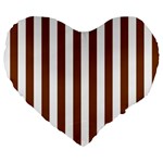Vertical Stripes - White and Chocolate Brown Large 19  Premium Flano Heart Shape Cushion
