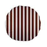Vertical Stripes - White and Chocolate Brown Standard 15  Premium Flano Round Cushion