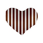 Vertical Stripes - White and Chocolate Brown Standard 16  Premium Heart Shape Cushion