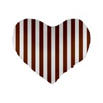 Vertical Stripes - White and Chocolate Brown Standard 16  Premium Flano Heart Shape Cushion