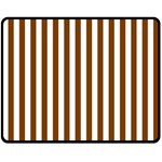 Vertical Stripes - White and Chocolate Brown Double Sided Fleece Blanket (Medium) (Two Sides)