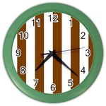 Vertical Stripes - White and Chocolate Brown Color Wall Clock