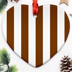 Vertical Stripes - White and Chocolate Brown Ornament (Heart)