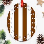 Vertical Stripes - White and Chocolate Brown Ornament (Bell) Ornament (Oval Filigree)