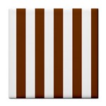 Vertical Stripes - White and Chocolate Brown Tile Coaster