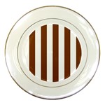 Vertical Stripes - White and Chocolate Brown Porcelain Plate