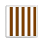 Vertical Stripes - White and Chocolate Brown Memory Card Reader with Storage (Square)