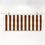 Vertical Stripes - White and Chocolate Brown Hand Towel