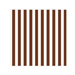 Vertical Stripes - White and Auburn Brown Small Satin Scarf  (Square)