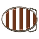 Vertical Stripes - White and Auburn Brown Belt Buckle