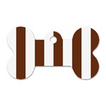 Vertical Stripes - White and Auburn Brown Dog Tag Bone (One Side)