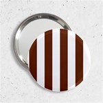 Vertical Stripes - White and Auburn Brown 2.25  Handbag Mirror