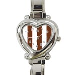 Vertical Stripes - White and Auburn Brown Heart Italian Charm Watch