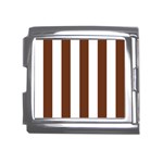 Vertical Stripes - White and Auburn Brown Mega Link Italian Charm (18mm)