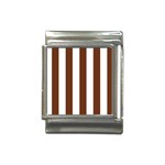 Vertical Stripes - White and Auburn Brown Italian Charm (13mm)