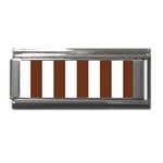 Vertical Stripes - White and Auburn Brown Superlink Italian Charm (9mm)