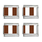 Vertical Stripes - White and Auburn Brown 9mm Italian Charm (4 pack)