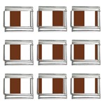 Vertical Stripes - White and Auburn Brown 9mm Italian Charm (9 pack)