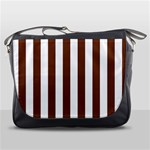 Vertical Stripes - White and Auburn Brown Messenger Bag