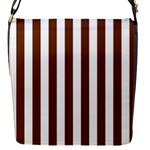 Vertical Stripes - White and Auburn Brown Flap Closure Messenger Bag (S)