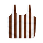 Vertical Stripes - White and Auburn Brown Full Print Recycle Bag (M)