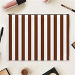 Vertical Stripes - White and Auburn Brown Cosmetic Bag (XL)