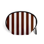 Vertical Stripes - White and Auburn Brown Accessory Pouch (Small)