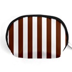 Vertical Stripes - White and Auburn Brown Accessory Pouch (Medium)