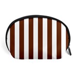 Vertical Stripes - White and Auburn Brown Accessory Pouch (Large)