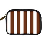 Vertical Stripes - White and Auburn Brown Digital Camera Leather Case